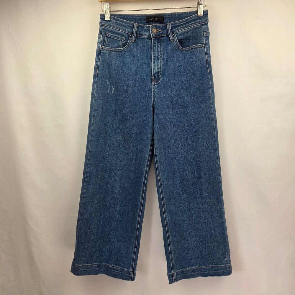 Risen Wide-Leg High-Rise Cropped Jeans Size 7 Medium Wash